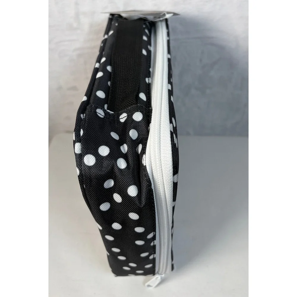 Bag & Carry Versatile Travel Cosmetic Bag Black White Dot Hanging Organizer NEW